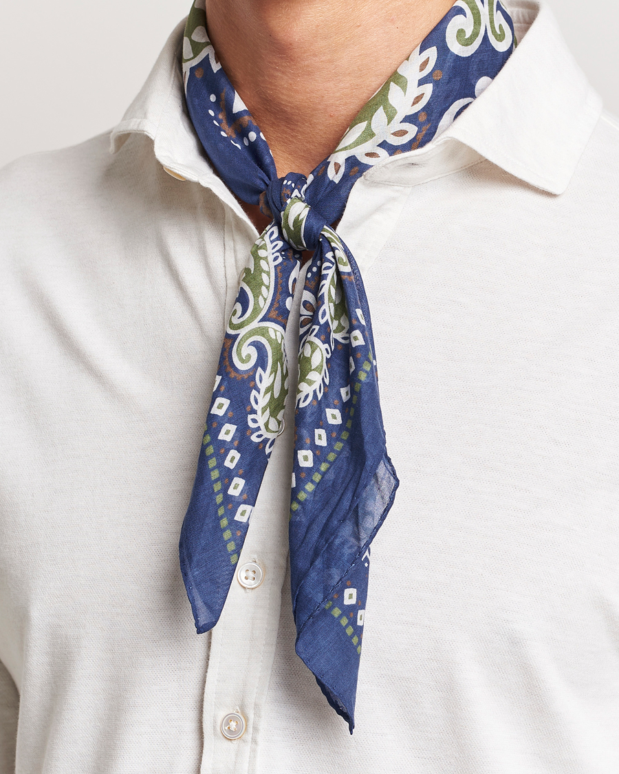Herre | | Amanda Christensen | Cotton Voilé Printed Flower Bandana Navy