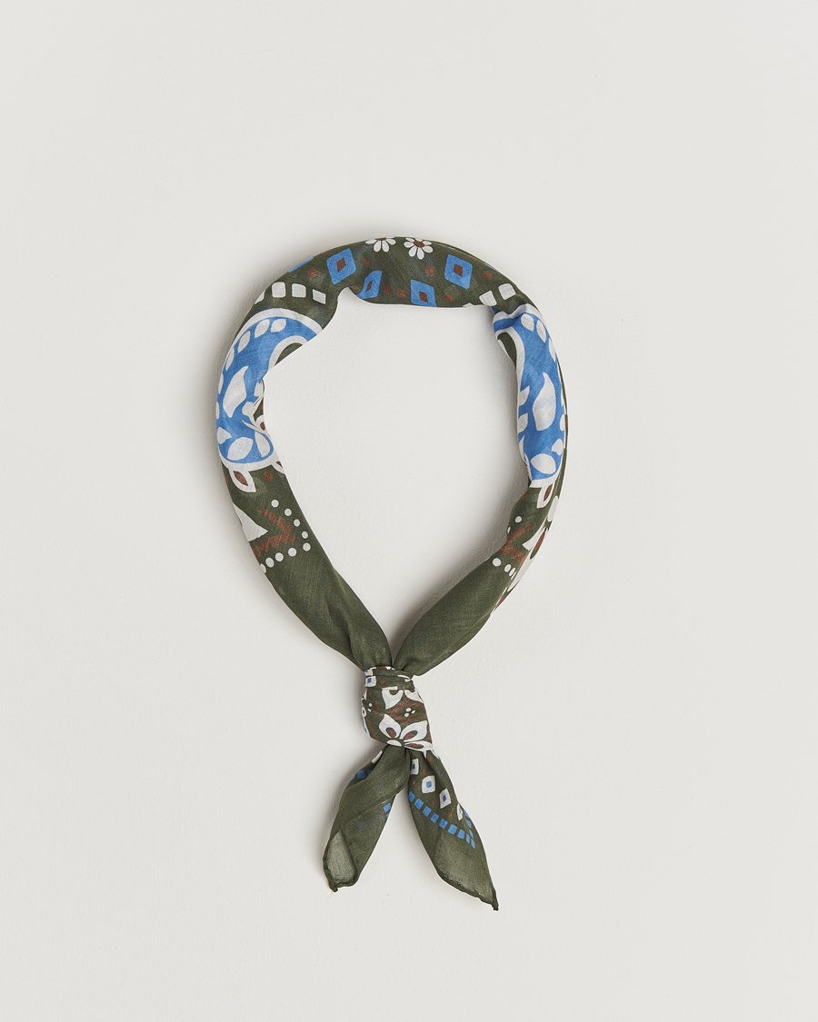 Herre | | Amanda Christensen | Cotton Voilé Printed Flower Bandana Olive