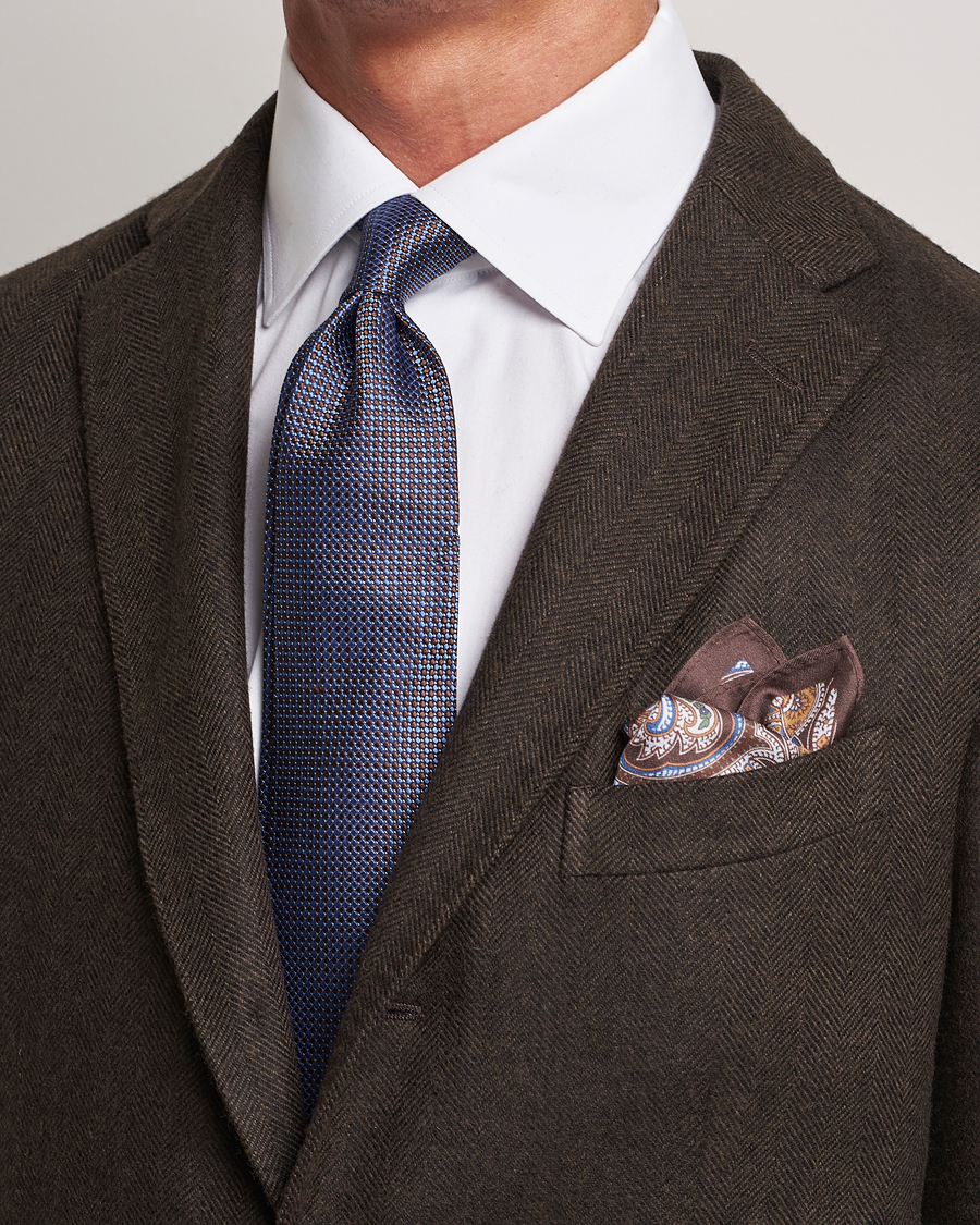 Herre | | Amanda Christensen | Box Set Silk 8 cm Paisley Tie And Pocket Square Brown