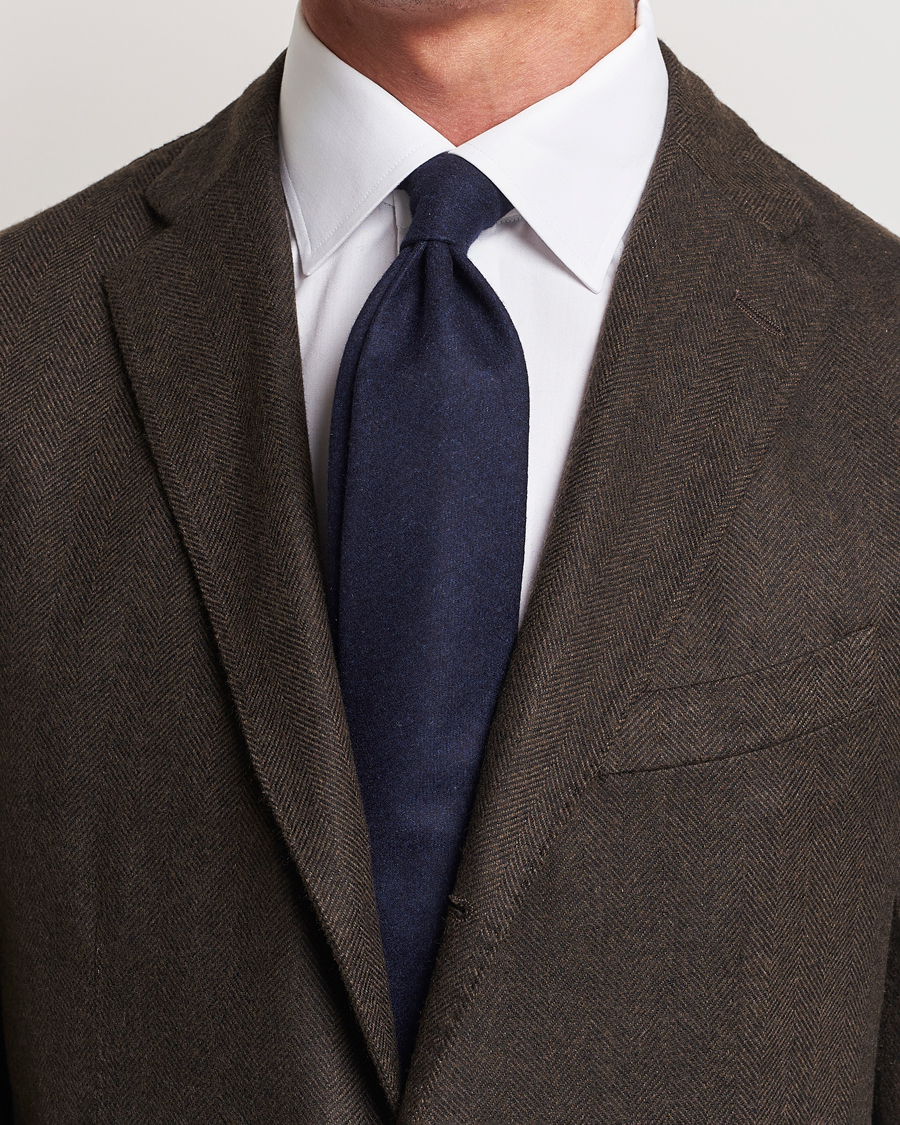 Herre | Amanda Christensen Wool Flannel 8cm Tie Navy | Amanda Christensen | Wool Flannel 8cm Tie Navy