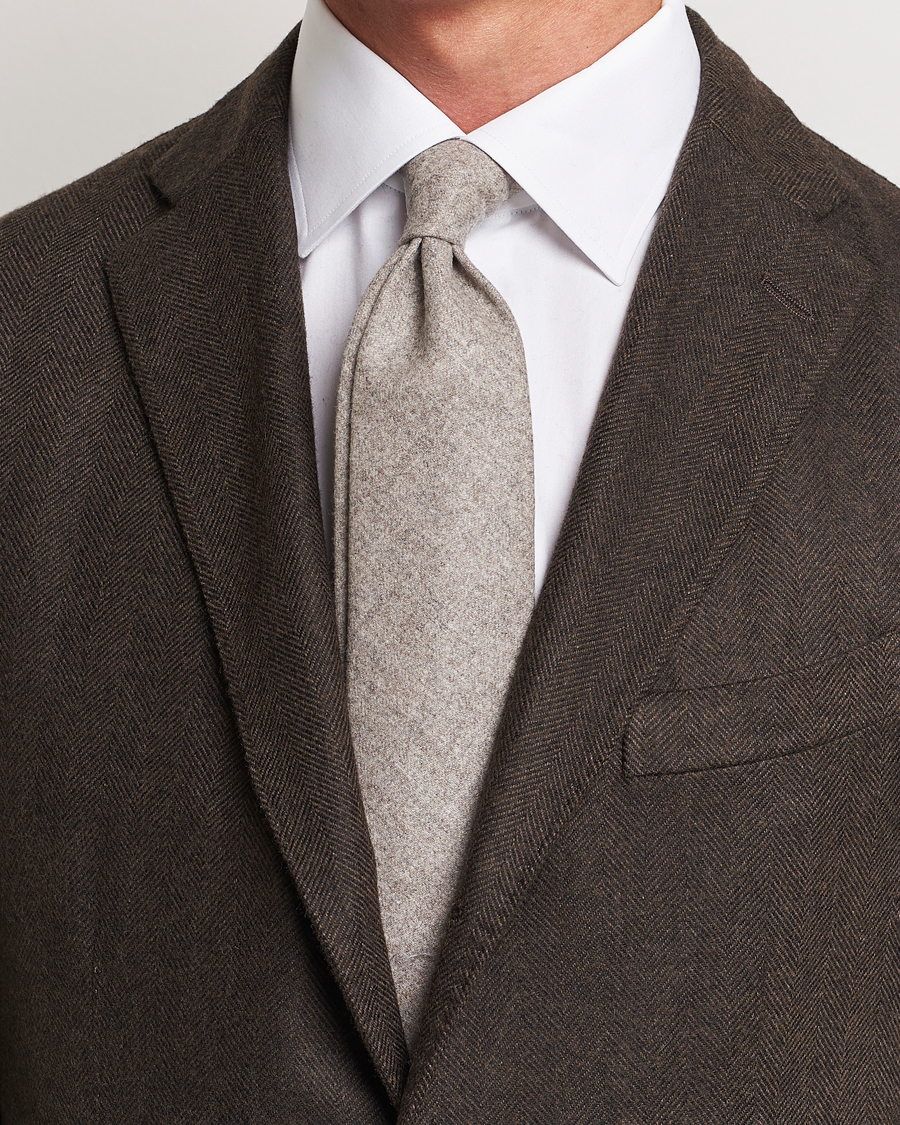 Herre | Amanda Christensen Wool Flannel 8cm Tie Beige Melange | Amanda Christensen | Wool Flannel 8cm Tie Beige Melange