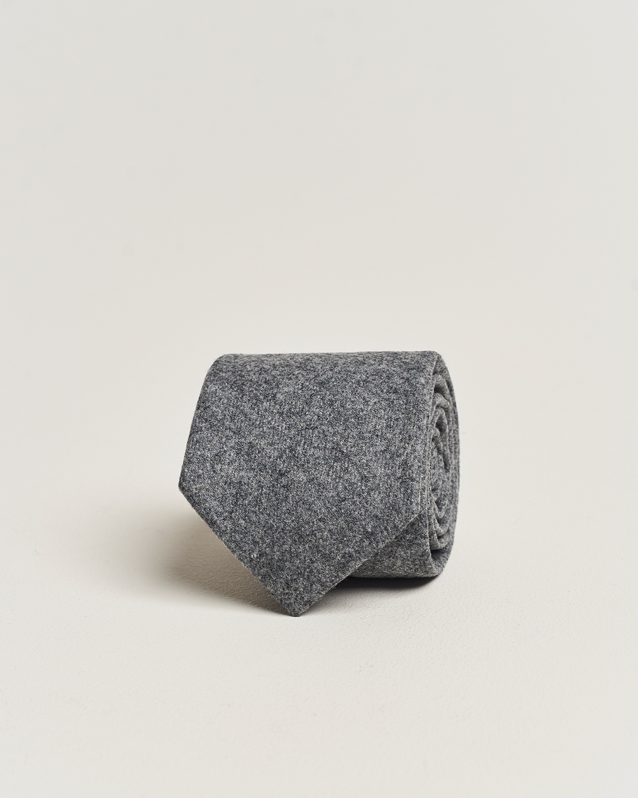 Herre | Amanda Christensen Wool Flannel 8cm Tie Grey Melange | Amanda Christensen | Wool Flannel 8cm Tie Grey Melange