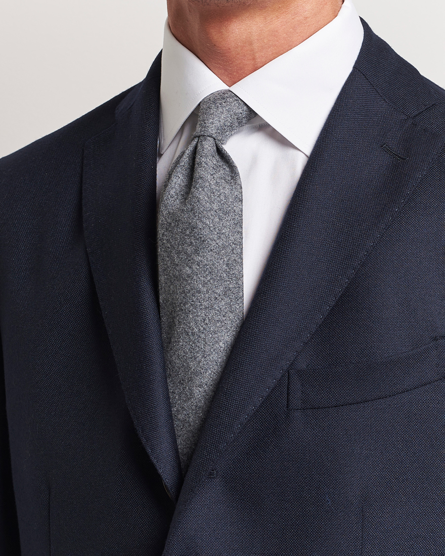 Herre | Amanda Christensen Wool Flannel 8cm Tie Grey Melange | Amanda Christensen | Wool Flannel 8cm Tie Grey Melange