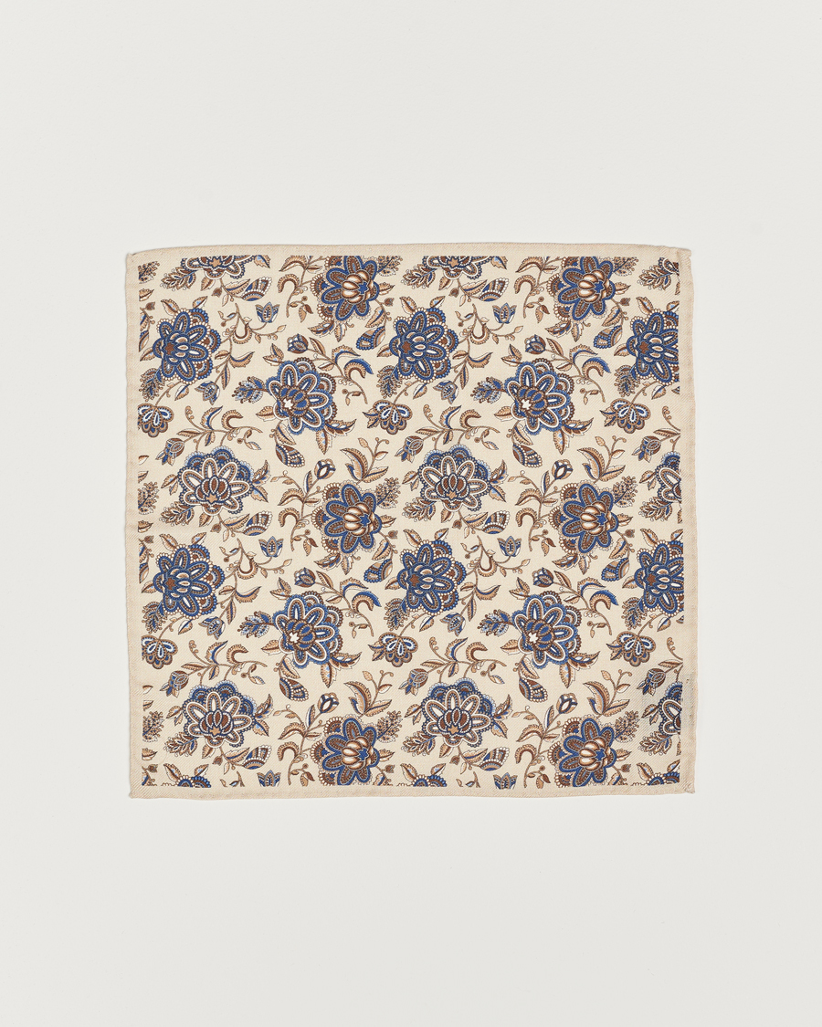 Herre |  | Amanda Christensen | Wool Flannel Large Flower Pocket Square Creme