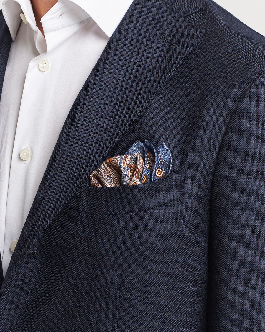 Herre | | Amanda Christensen | Cotton Flannel Doublefaced Pocket Square Navy