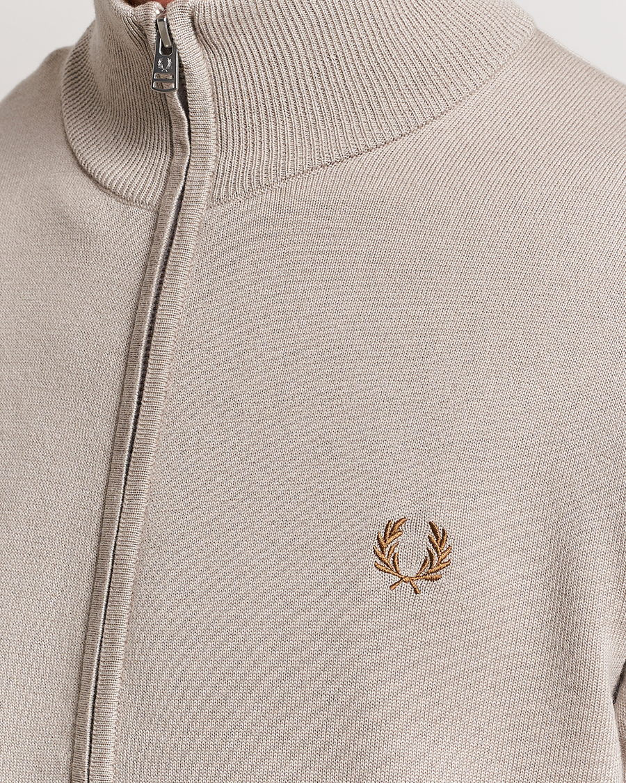 Herre | Gensere | Fred Perry | Knitted Zip Through Jacket Dark Oatmeal