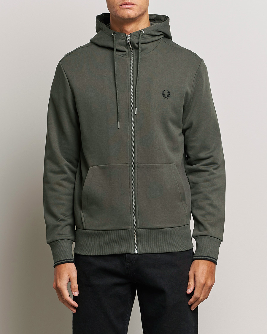 Herre | Gensere | Fred Perry | Hooded Zip Sweatshirt Field Green
