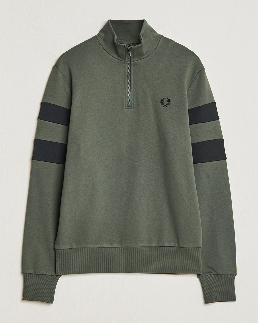 Herre | Gensere | Fred Perry | Tipped Sleeve Half Zip Sweatshirt Field Green