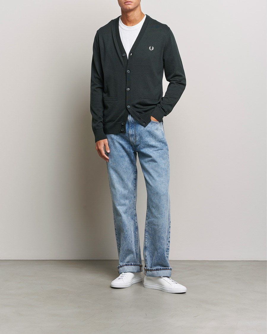 Herre | Gensere | Fred Perry | Knitted Cardigan Night Green