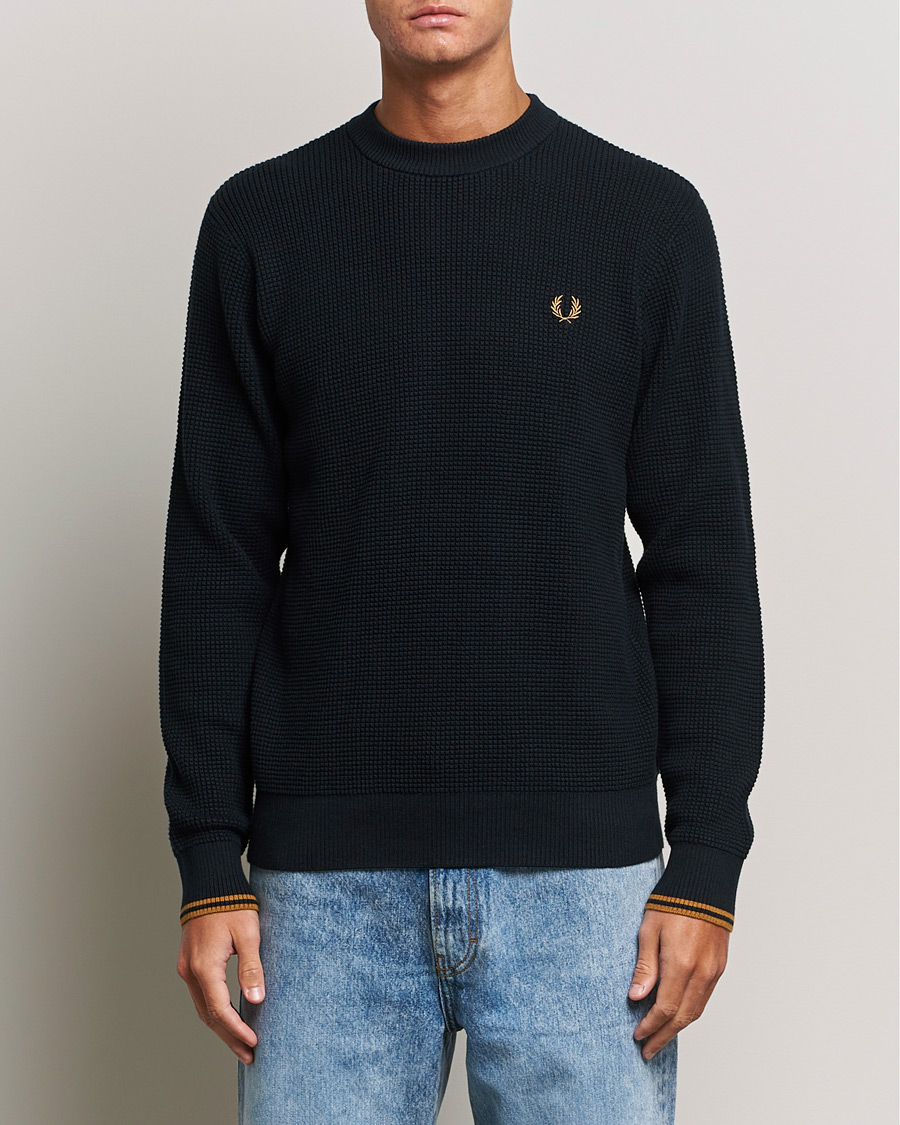 Herre | Gensere | Fred Perry | Waffle Stitch Jumper Navy