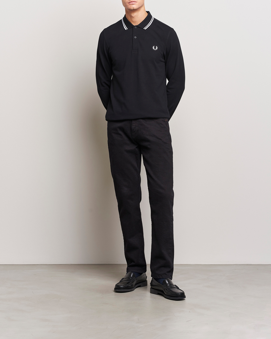 Herre | Pikéer | Fred Perry | Long Sleeve Twin Tipped Shirt Black