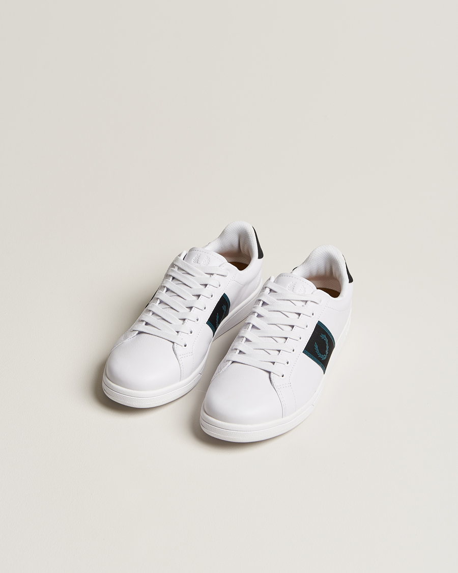 Herre |  | Fred Perry | B721 Leather Sneaker White/Petrol Blue