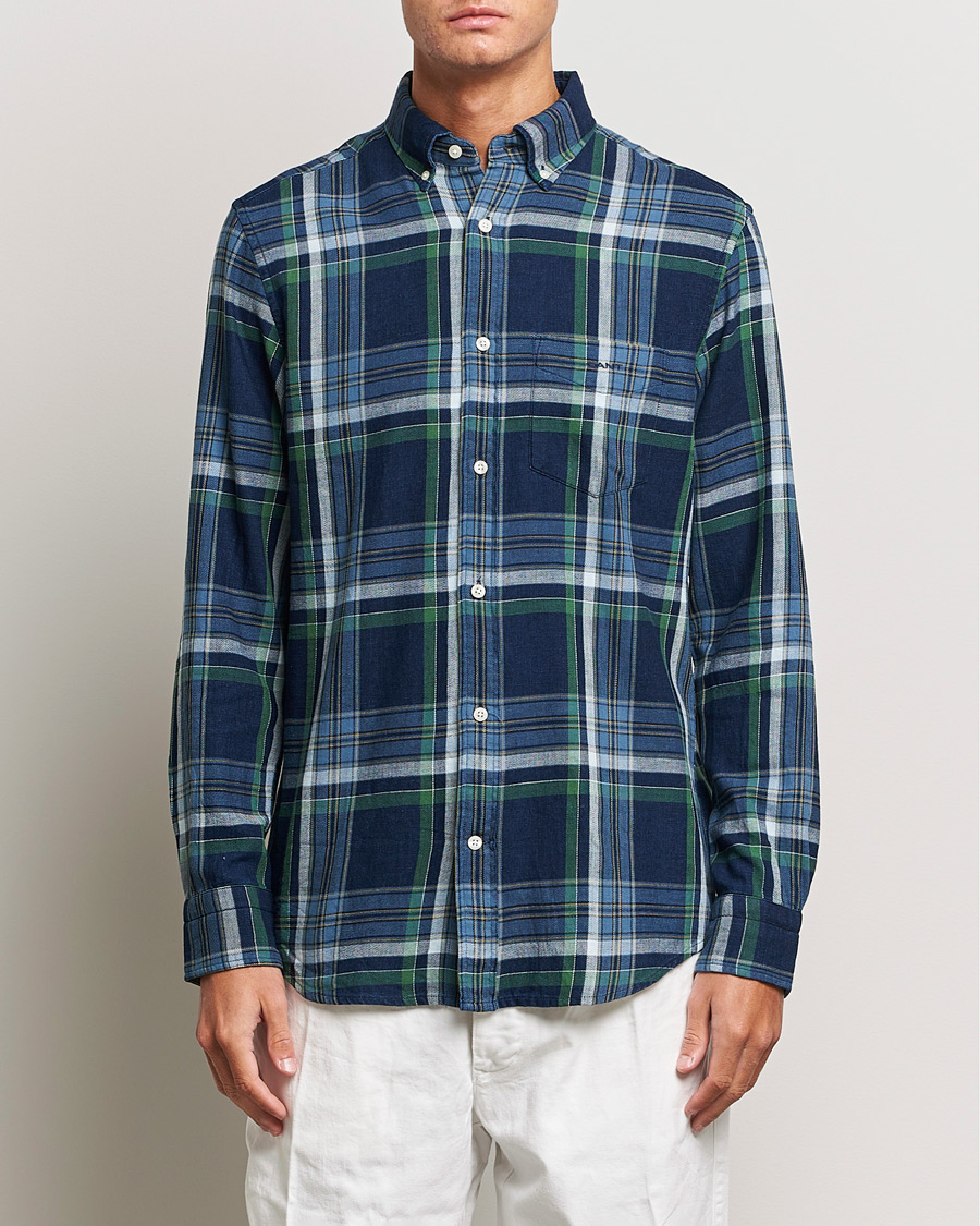Herre | Skjorter | GANT | Regular Fit Twill Checked Shirt Dark Indigo