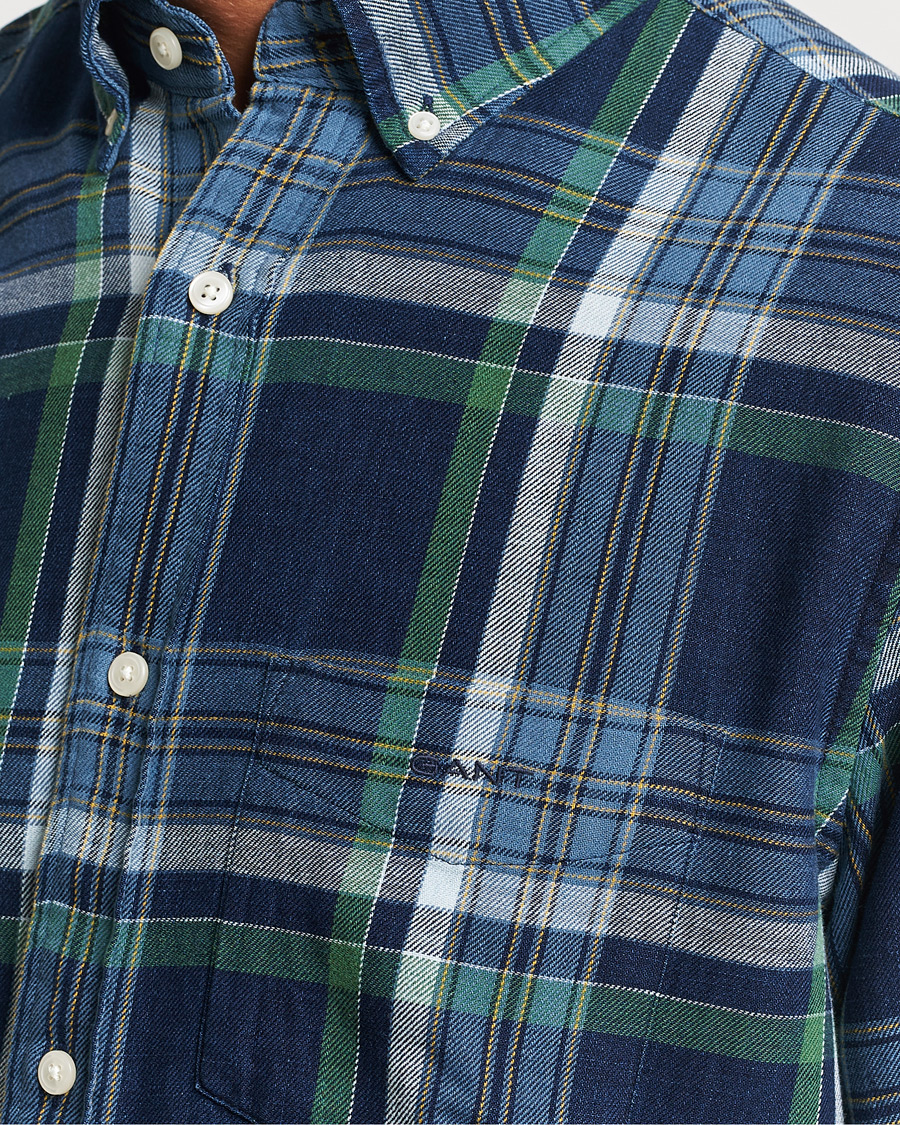 Herre | Skjorter | GANT | Regular Fit Twill Checked Shirt Dark Indigo