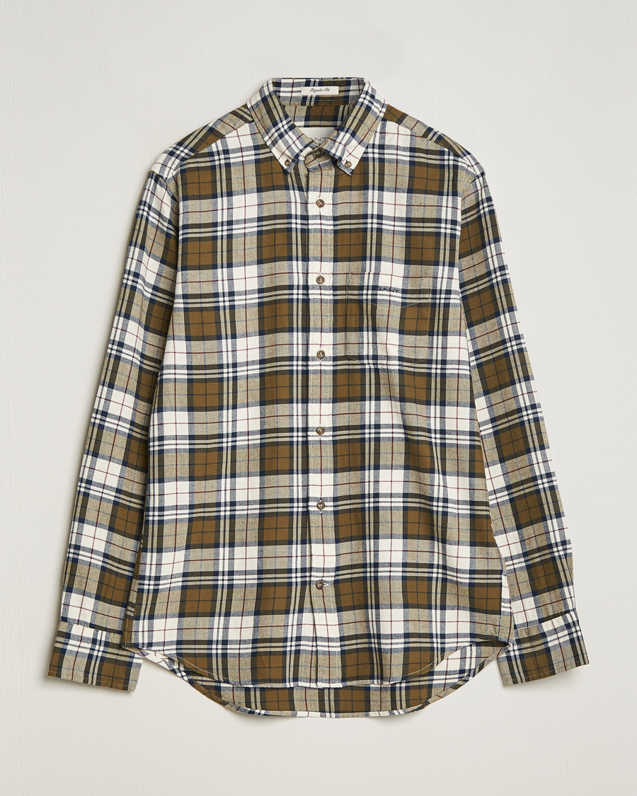 Herre | Skjorter | GANT | Regular Fit Flannel Checked Shirt Dark Cactus