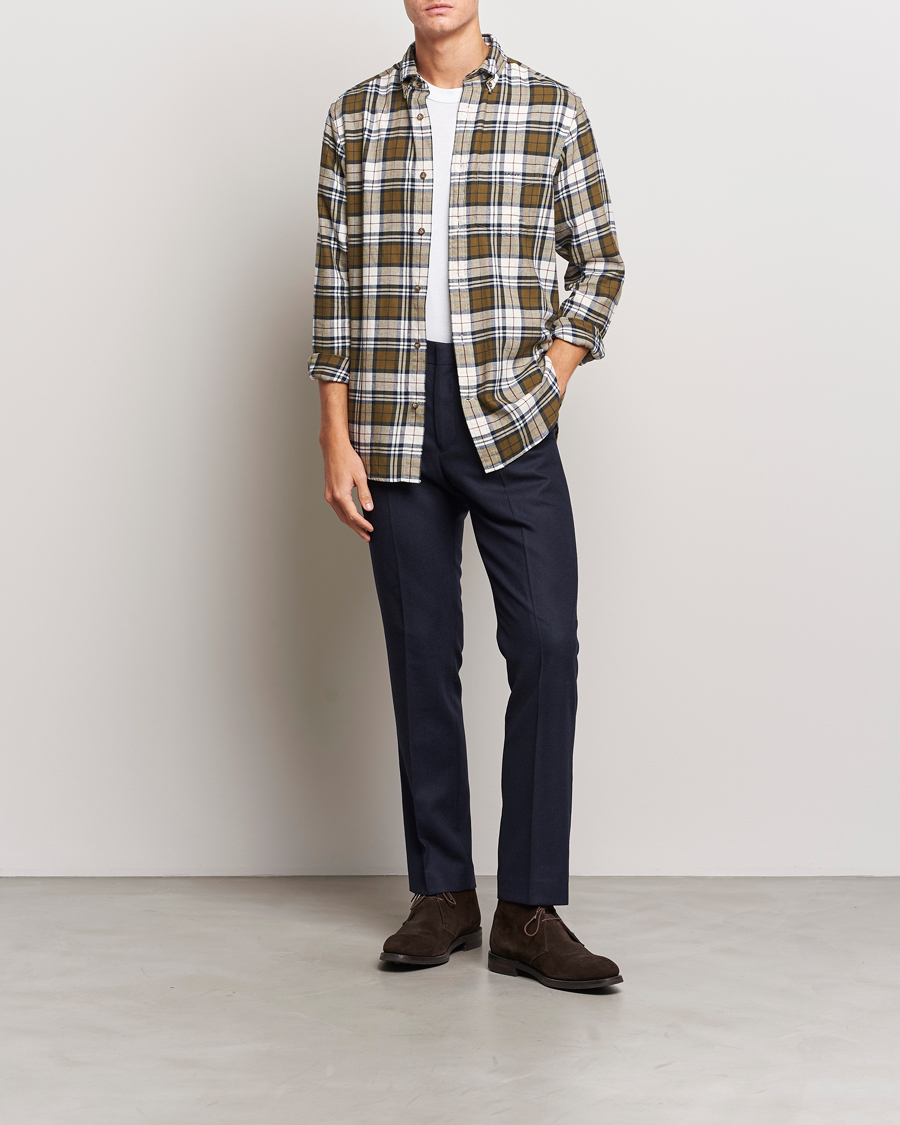 Herre | Skjorter | GANT | Regular Fit Flannel Checked Shirt Dark Cactus
