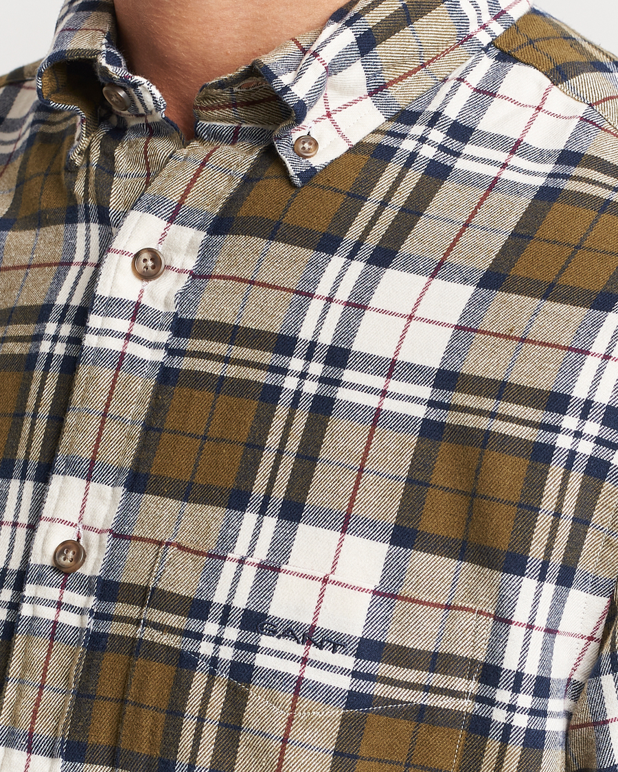Herre | Skjorter | GANT | Regular Fit Flannel Checked Shirt Dark Cactus