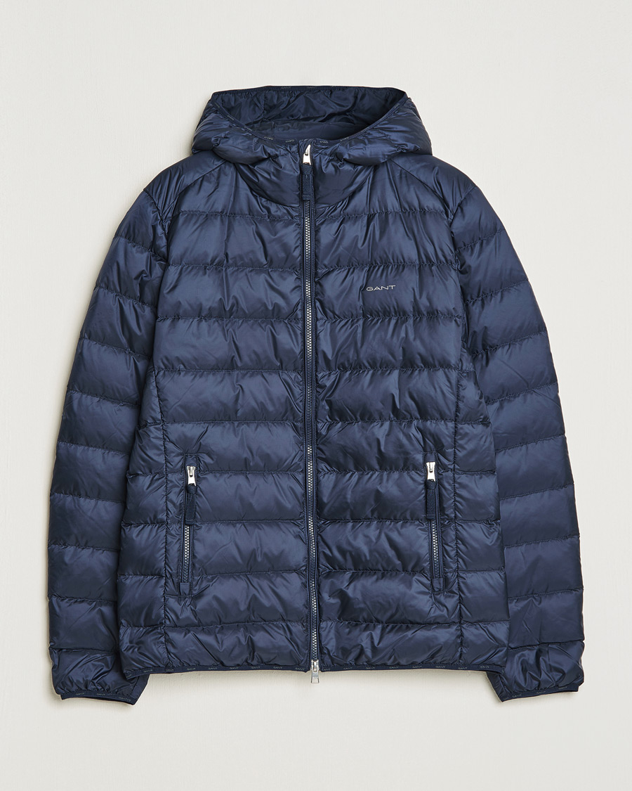 Herre | Jakker | GANT | Light Down Hooded Jacket Evening Blue
