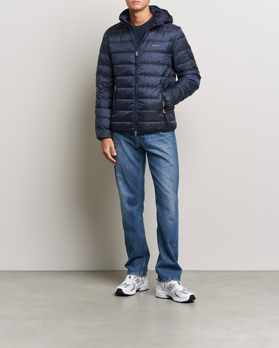 Herre | Jakker | GANT | Light Down Hooded Jacket Evening Blue