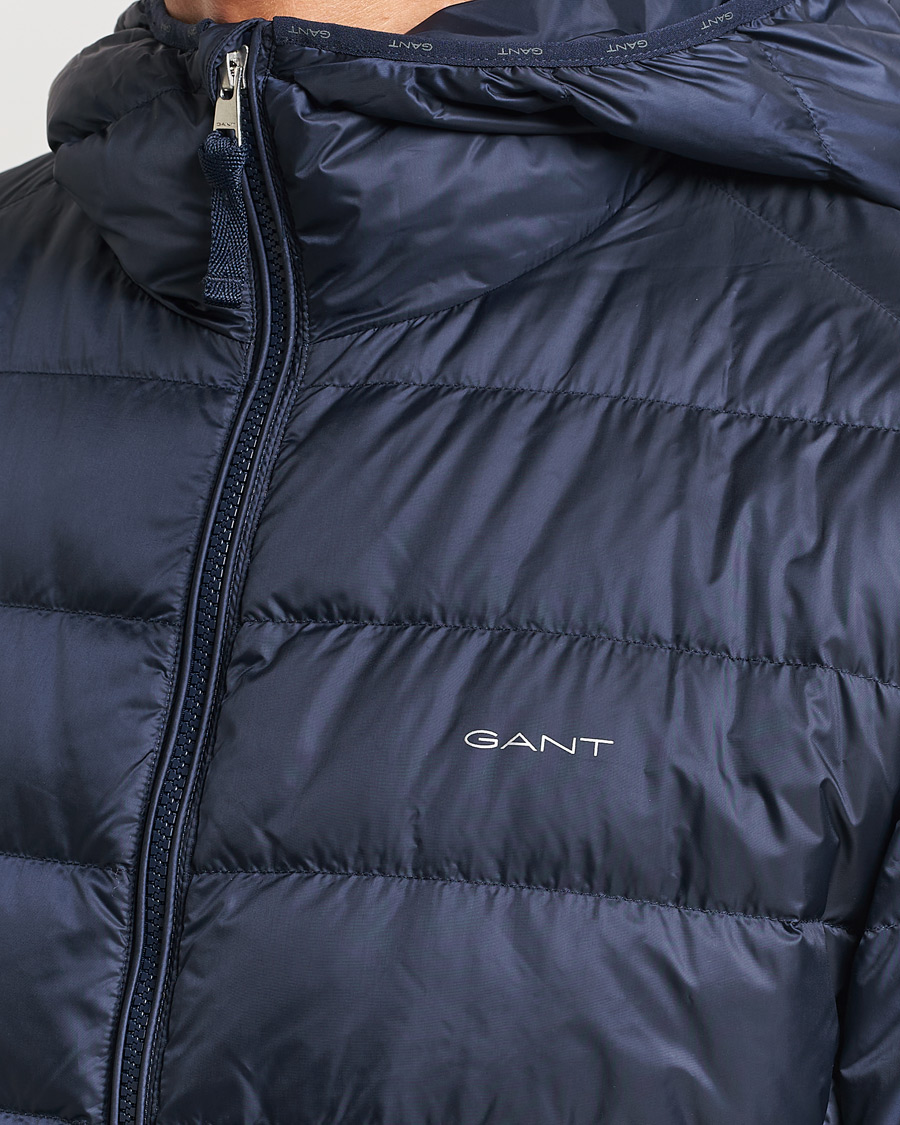 Herre | Jakker | GANT | Light Down Hooded Jacket Evening Blue