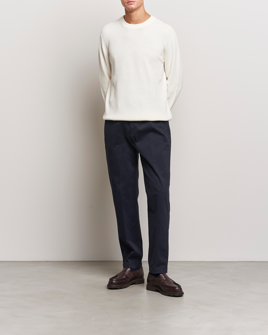 Herre | Gensere | GANT | Cotton/Wool Rib Knitted Crew Neck Cream