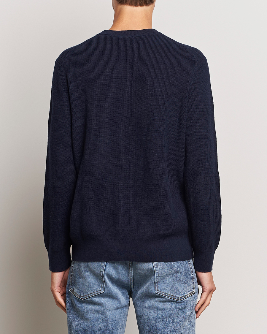 Herre | Gensere | GANT | Cotton/Wool Rib Knitted Crew Neck Evening Blue