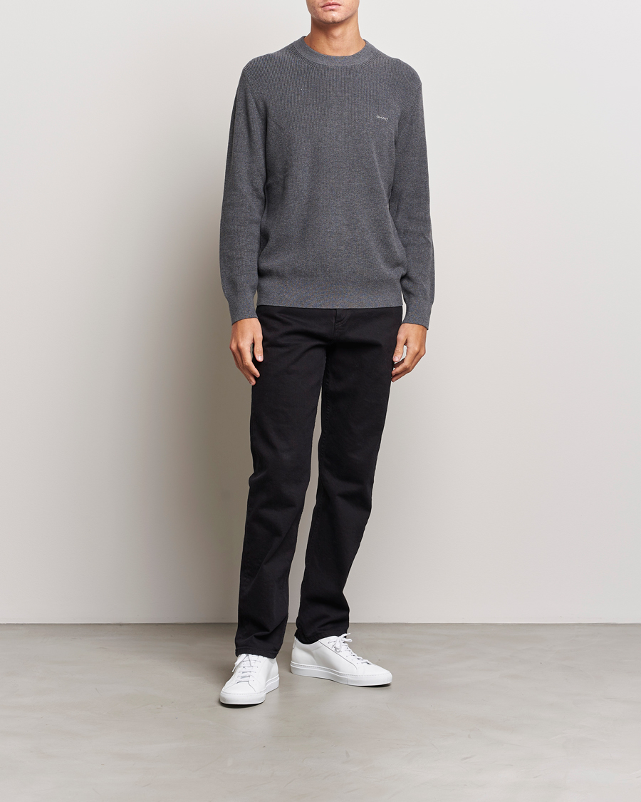 Herre | Gensere | GANT | Cotton/Wool Rib Knitted Crew Neck Antrachite Melange