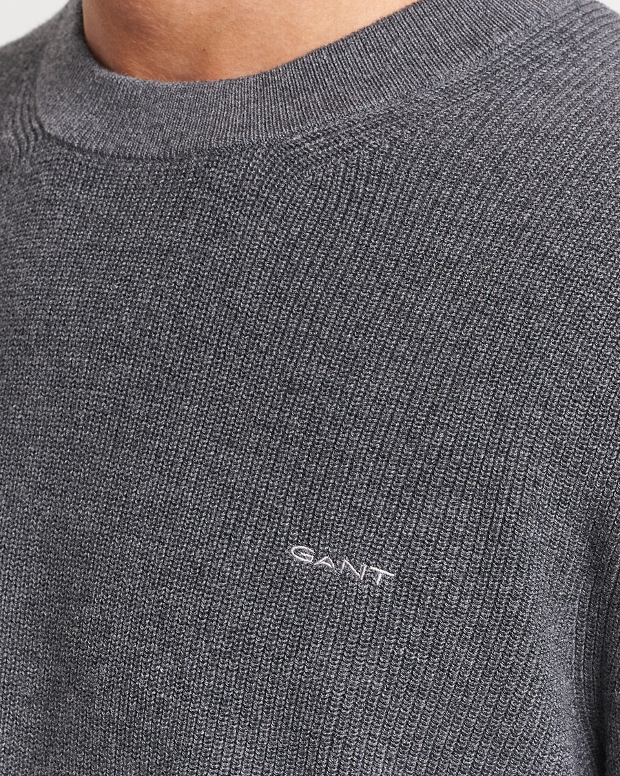 Herre | Gensere | GANT | Cotton/Wool Rib Knitted Crew Neck Antrachite Melange