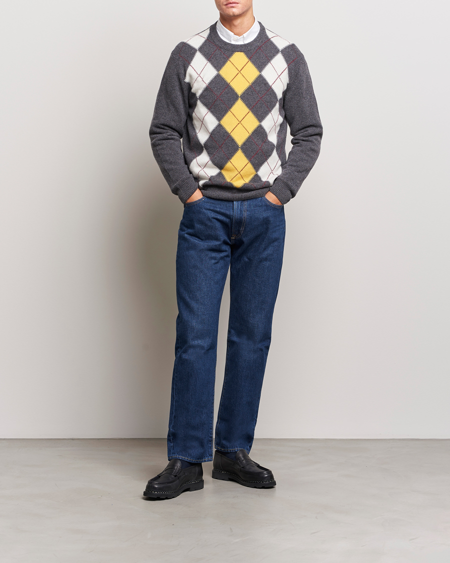 Herre | Gensere | GANT | Lambswool Argyle Crew Neck Sweater Charcoal Melange