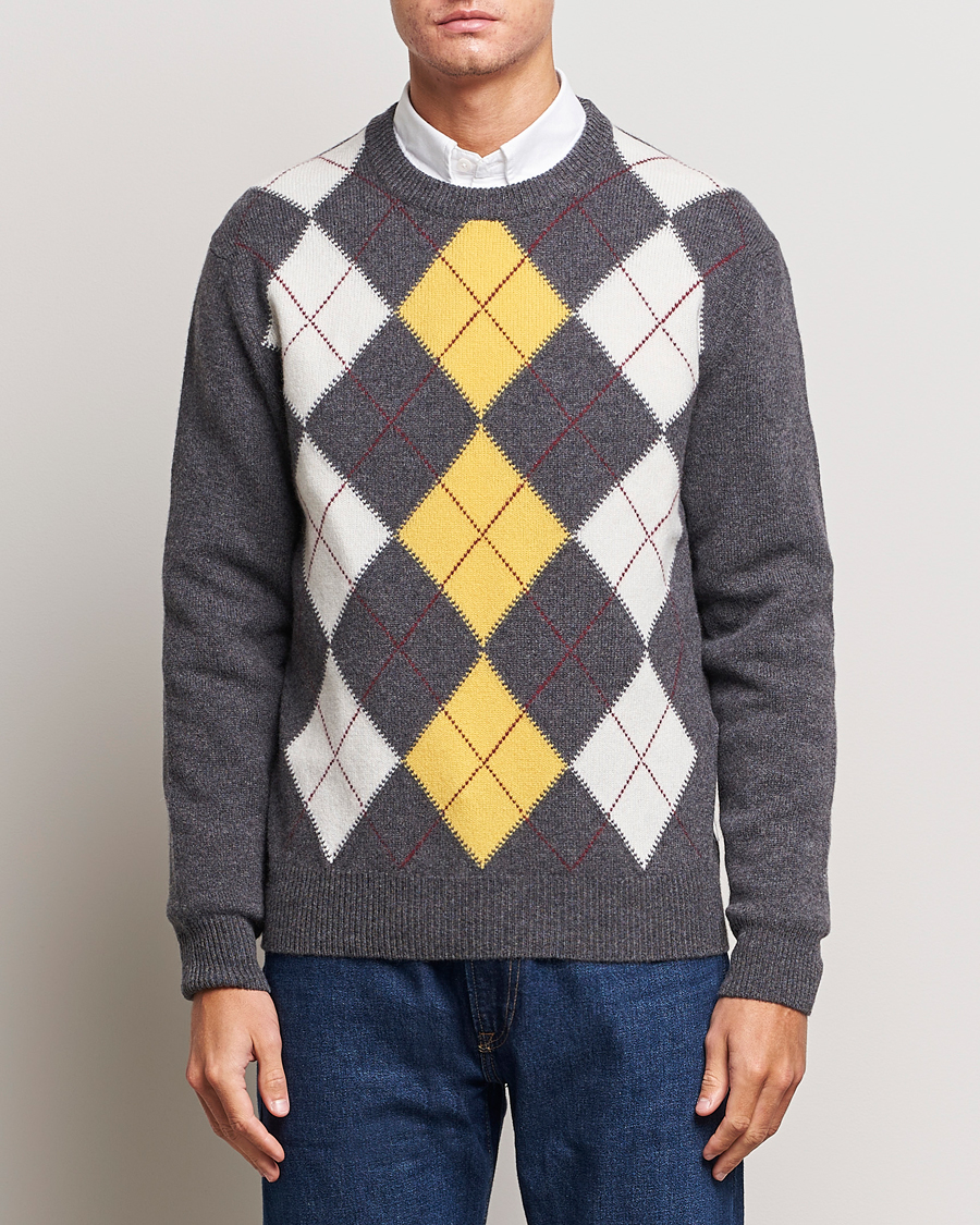 Herre |  | GANT | Lambswool Argyle Crew Neck Sweater Charcoal Melange
