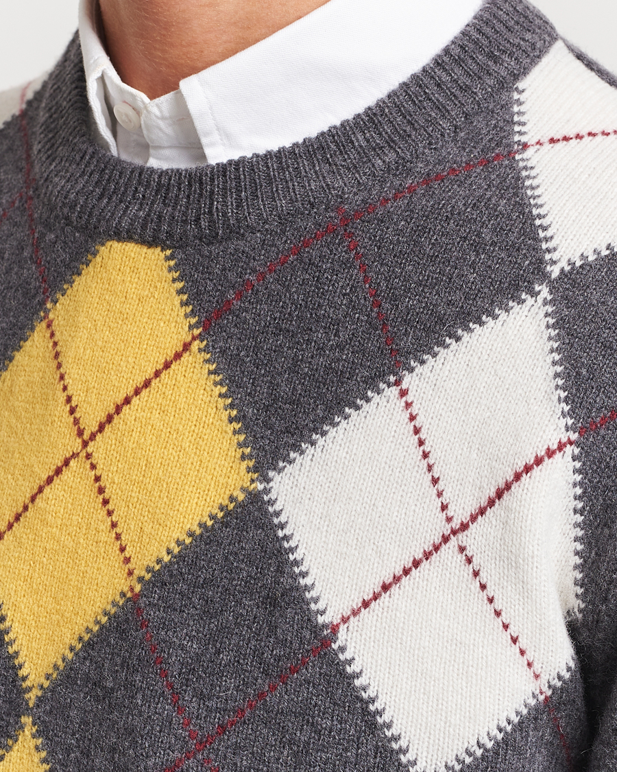 Herre | Gensere | GANT | Lambswool Argyle Crew Neck Sweater Charcoal Melange