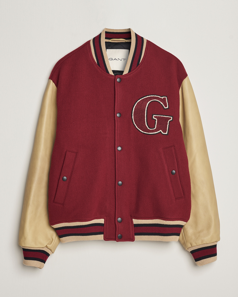 Herre | | GANT | Padded Varsity Jacket Red/Beige