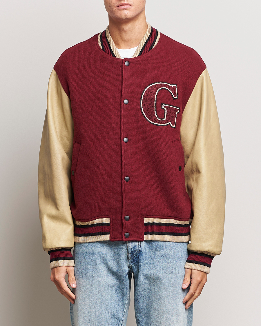 Herre | | GANT | Padded Varsity Jacket Red/Beige