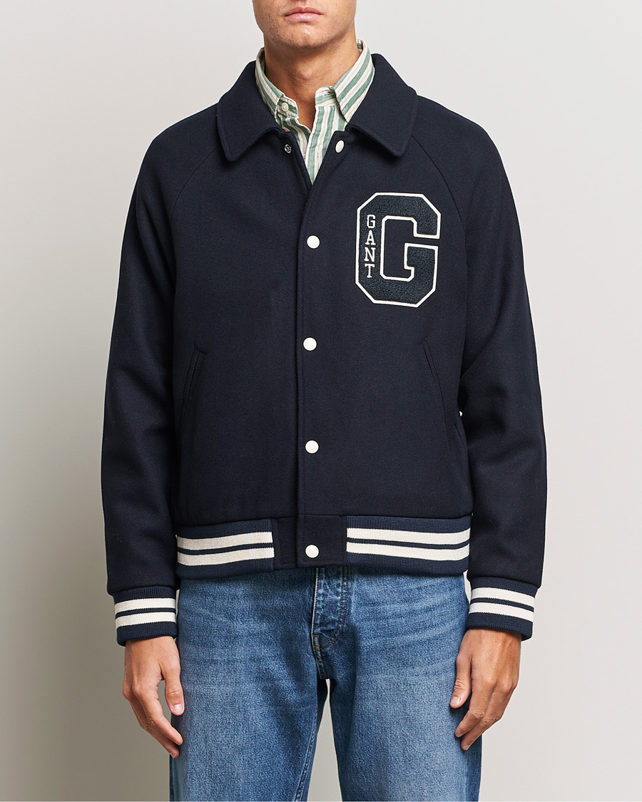 Herre | Jakker | GANT | Wool Varsity Jacket Evening Blue