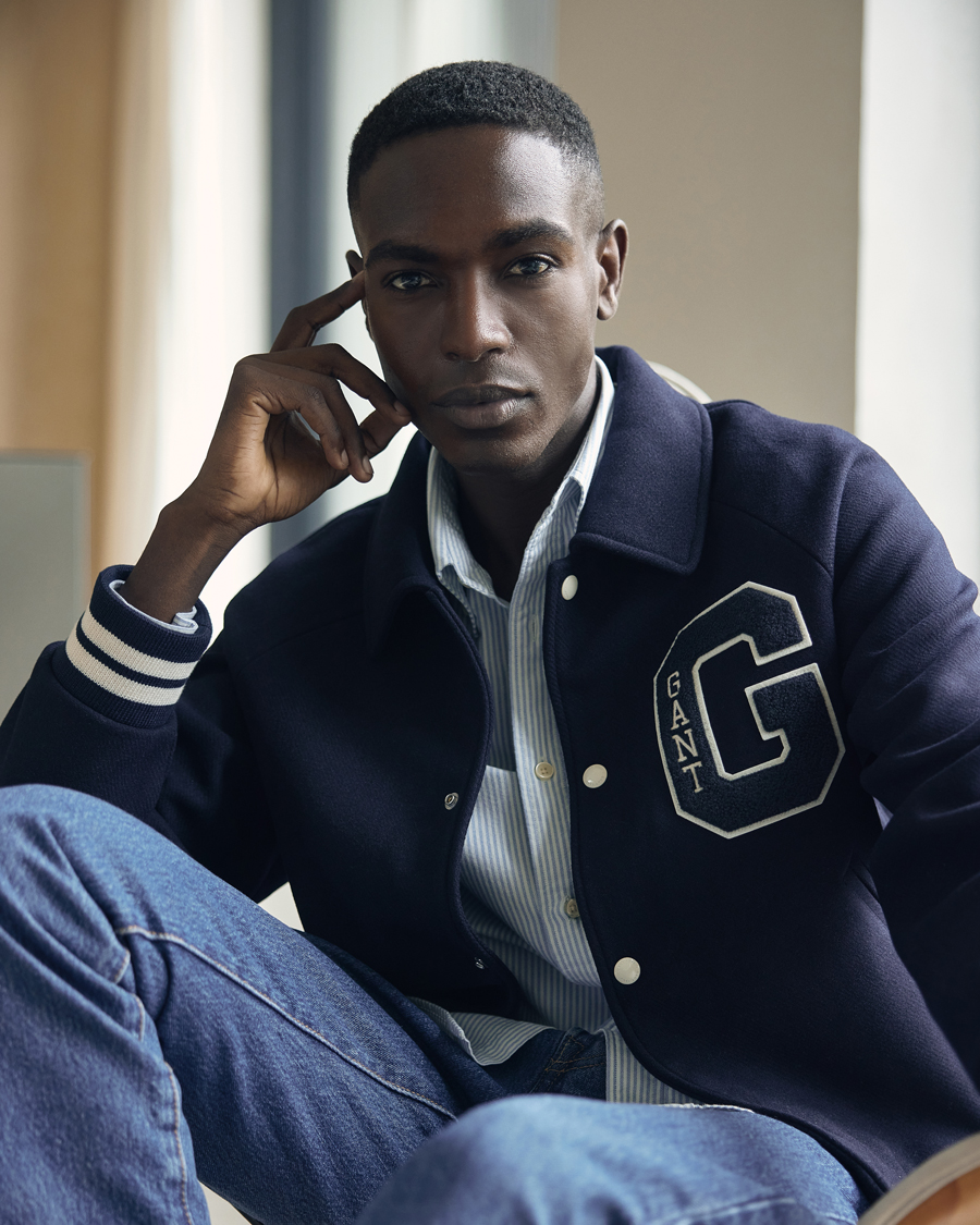 Herre | Jakker | GANT | Wool Varsity Jacket Evening Blue