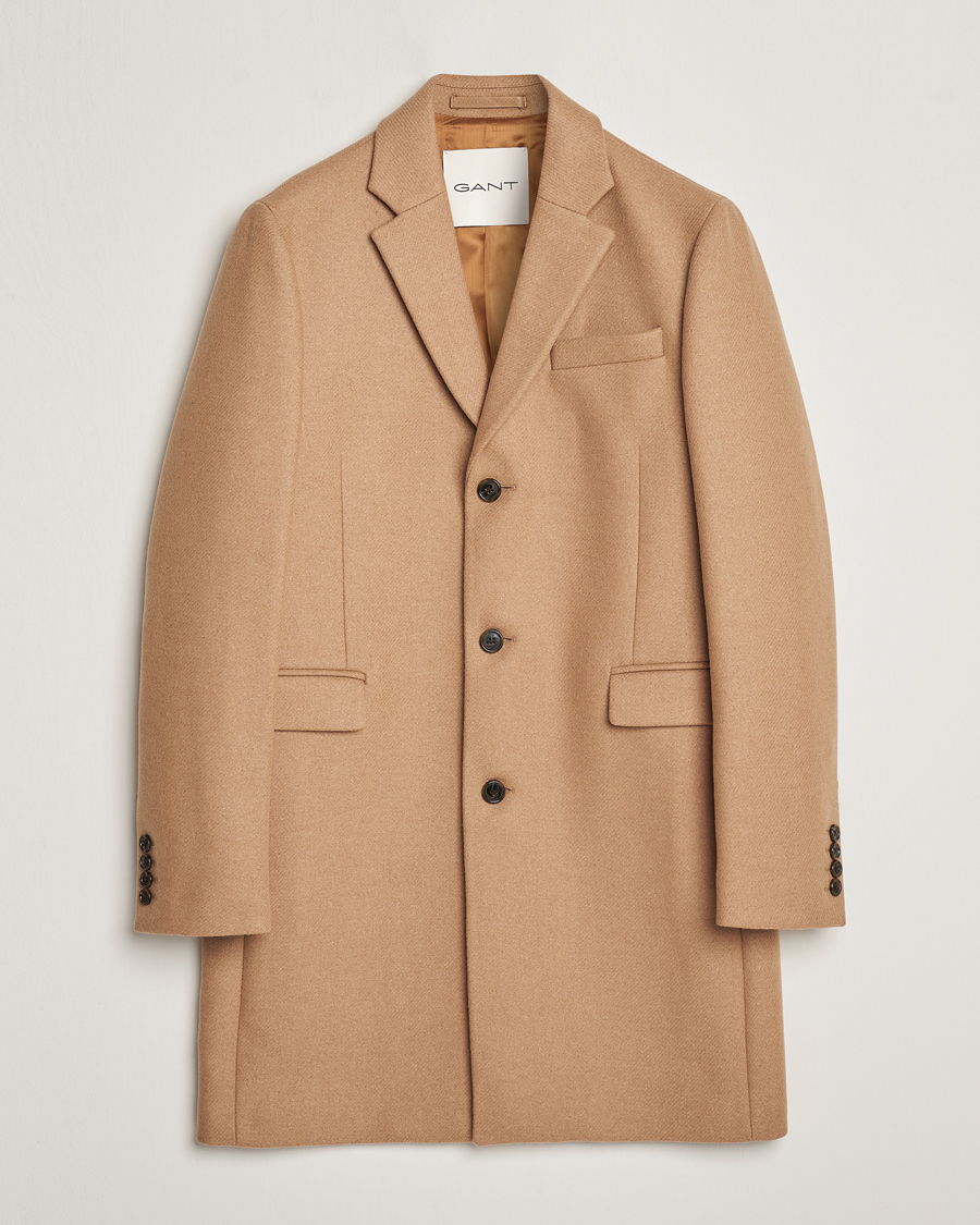 Herre | Jakker | GANT | Tailored Wool Coat Mustard Beige