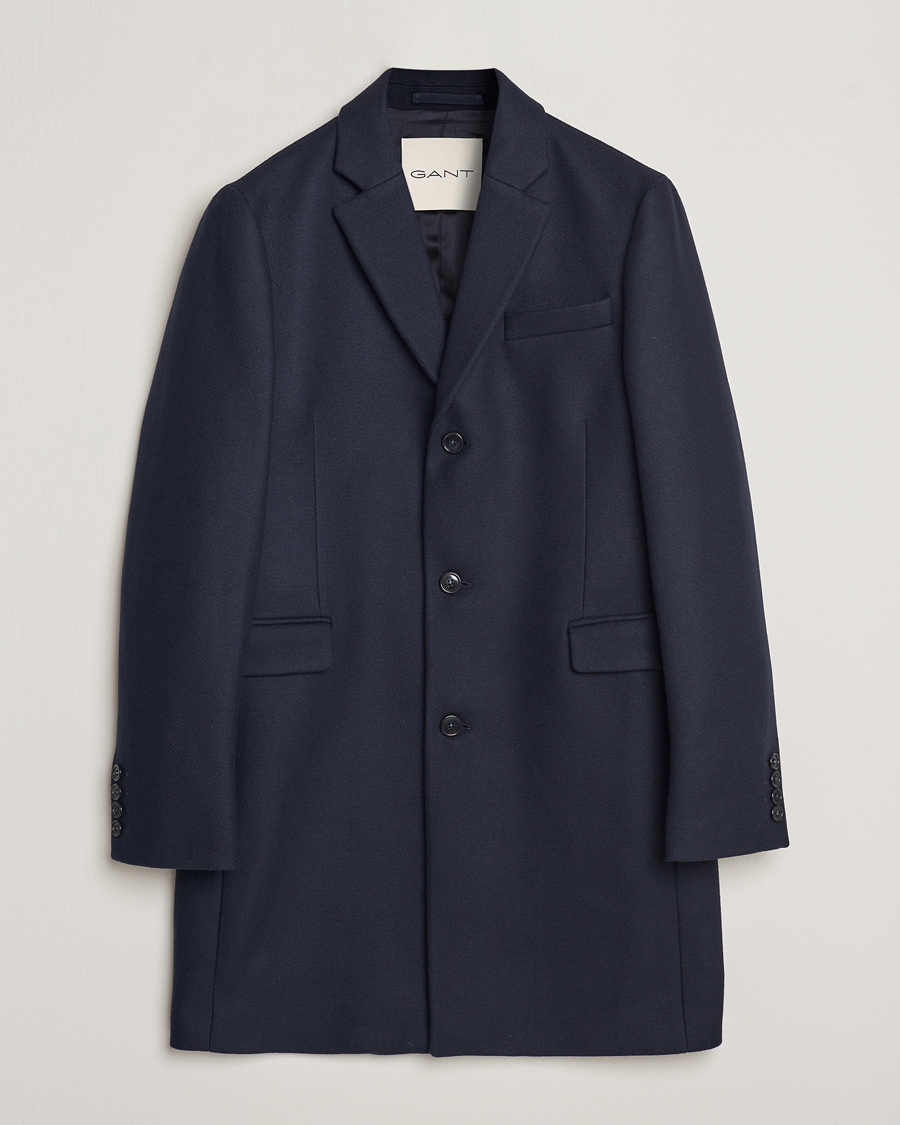 Herre | | GANT | Tailored Wool Coat Night Blue