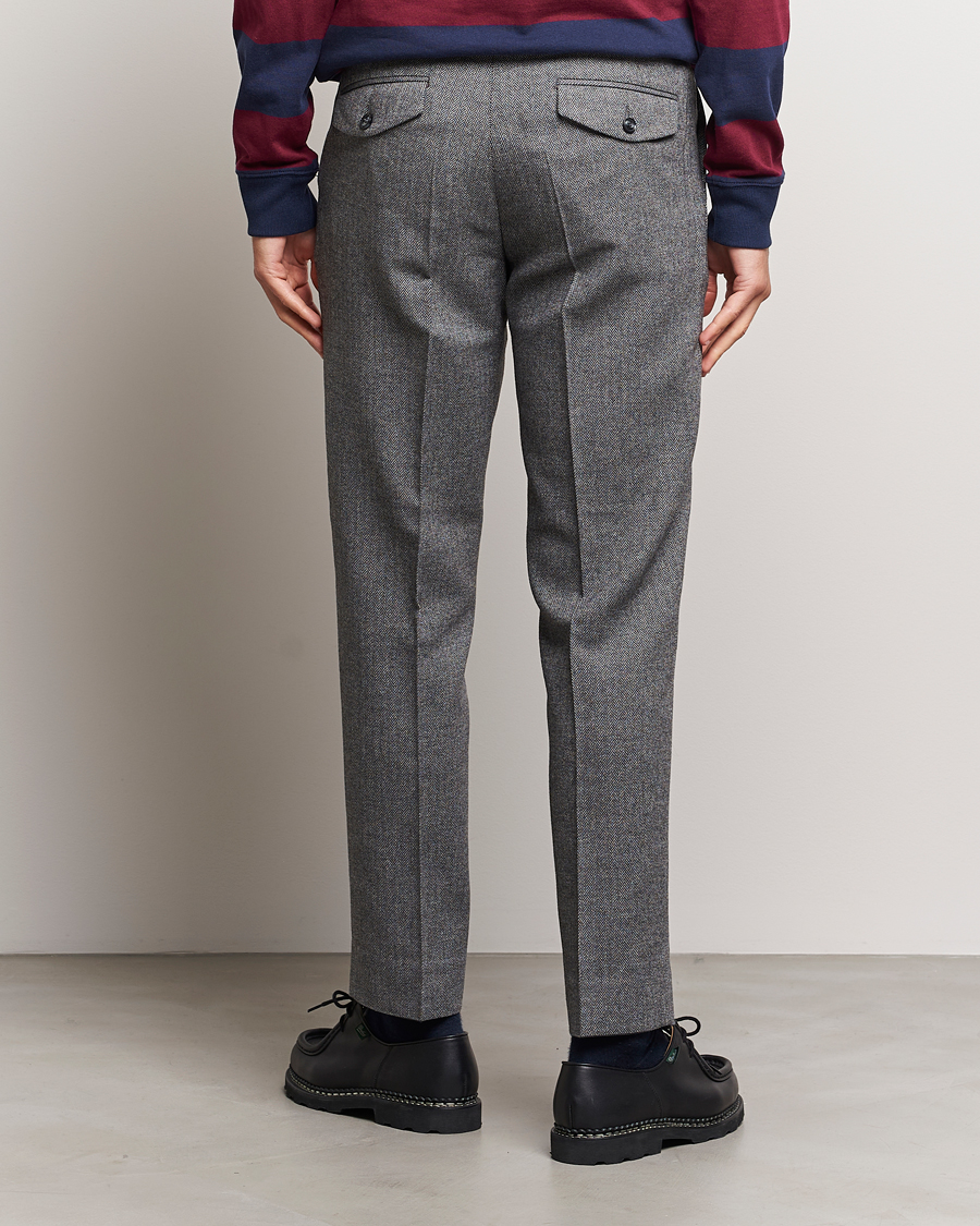 Herre | Bukser | Gant | Tapered Herringbone Wool Pants Black