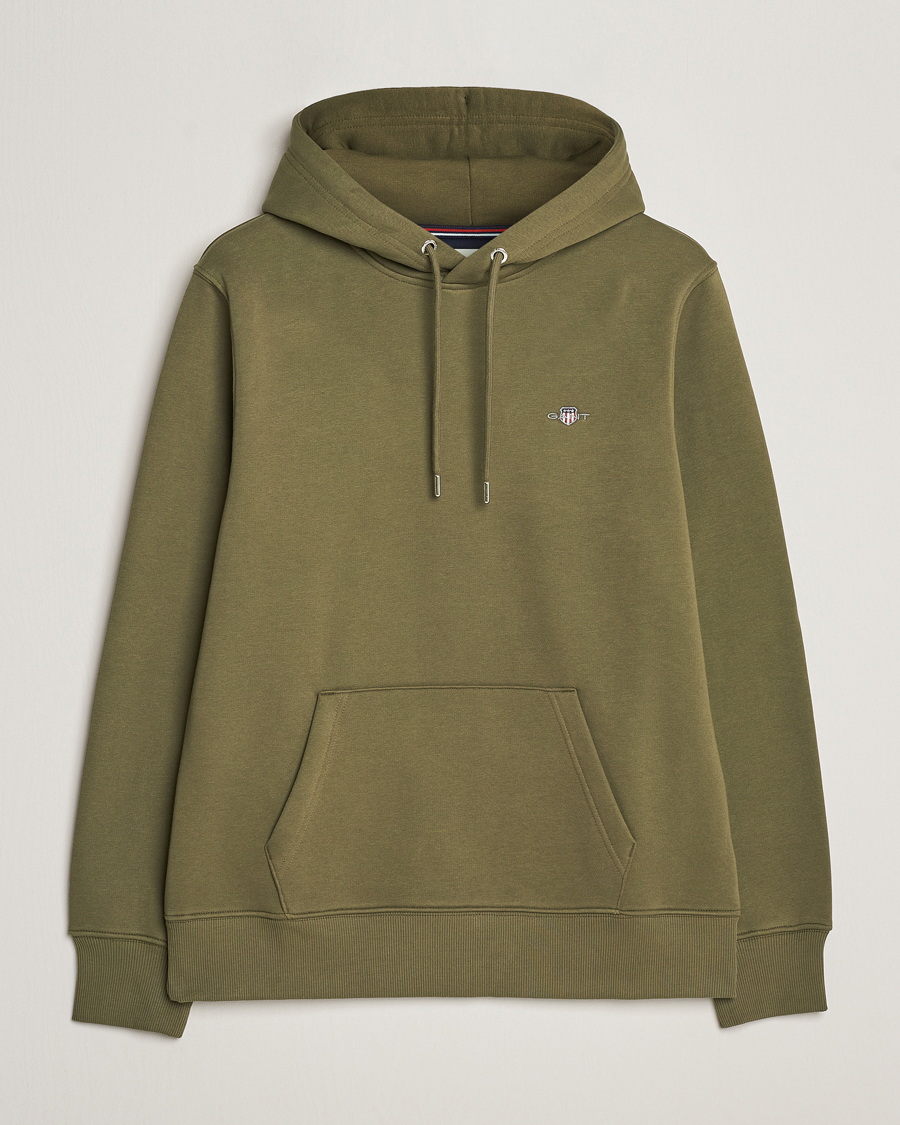 Herre | Gensere | GANT | Original Shield Logo Hoodie Juniper Green
