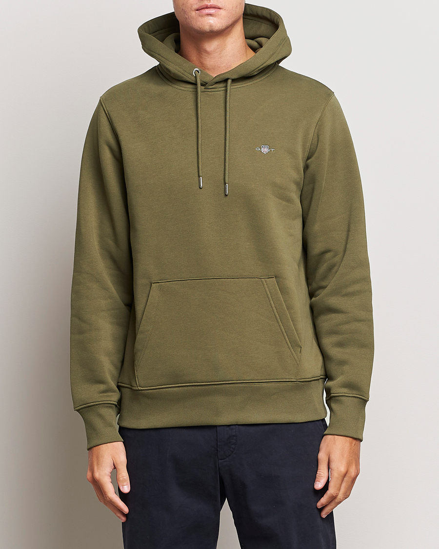 Herre | Gensere | GANT | Original Shield Logo Hoodie Juniper Green