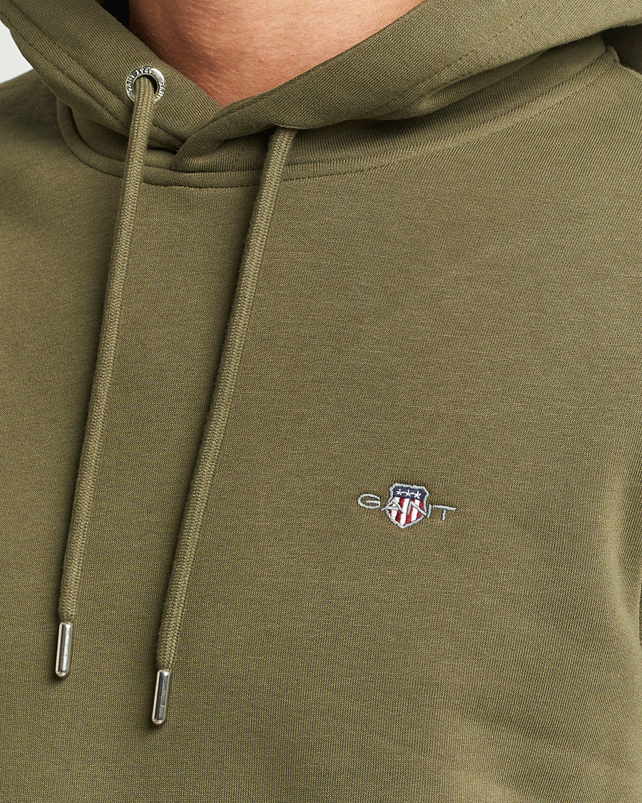 Herre | Gensere | GANT | Original Shield Logo Hoodie Juniper Green