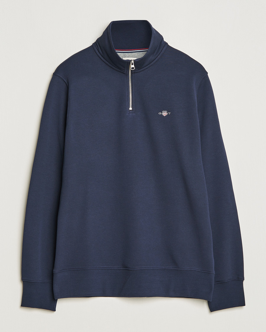 Herre | Gensere | GANT | Original Shield Half Zip Sweater Evening Blue