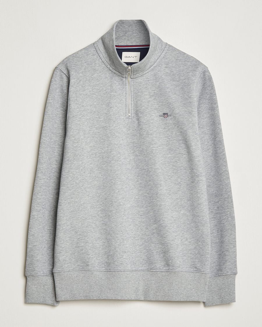 Herre | Gensere | GANT | Original Shield Half Zip Sweater Grey Melange