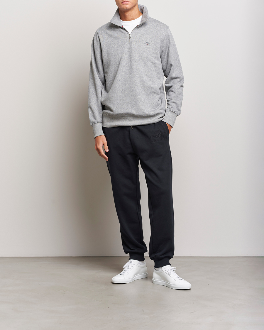 Herre | Gensere | GANT | Original Shield Half Zip Sweater Grey Melange
