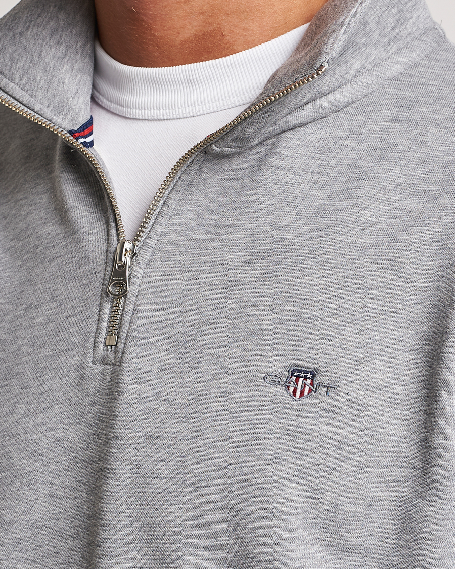 Herre | Gensere | GANT | Original Shield Half Zip Sweater Grey Melange