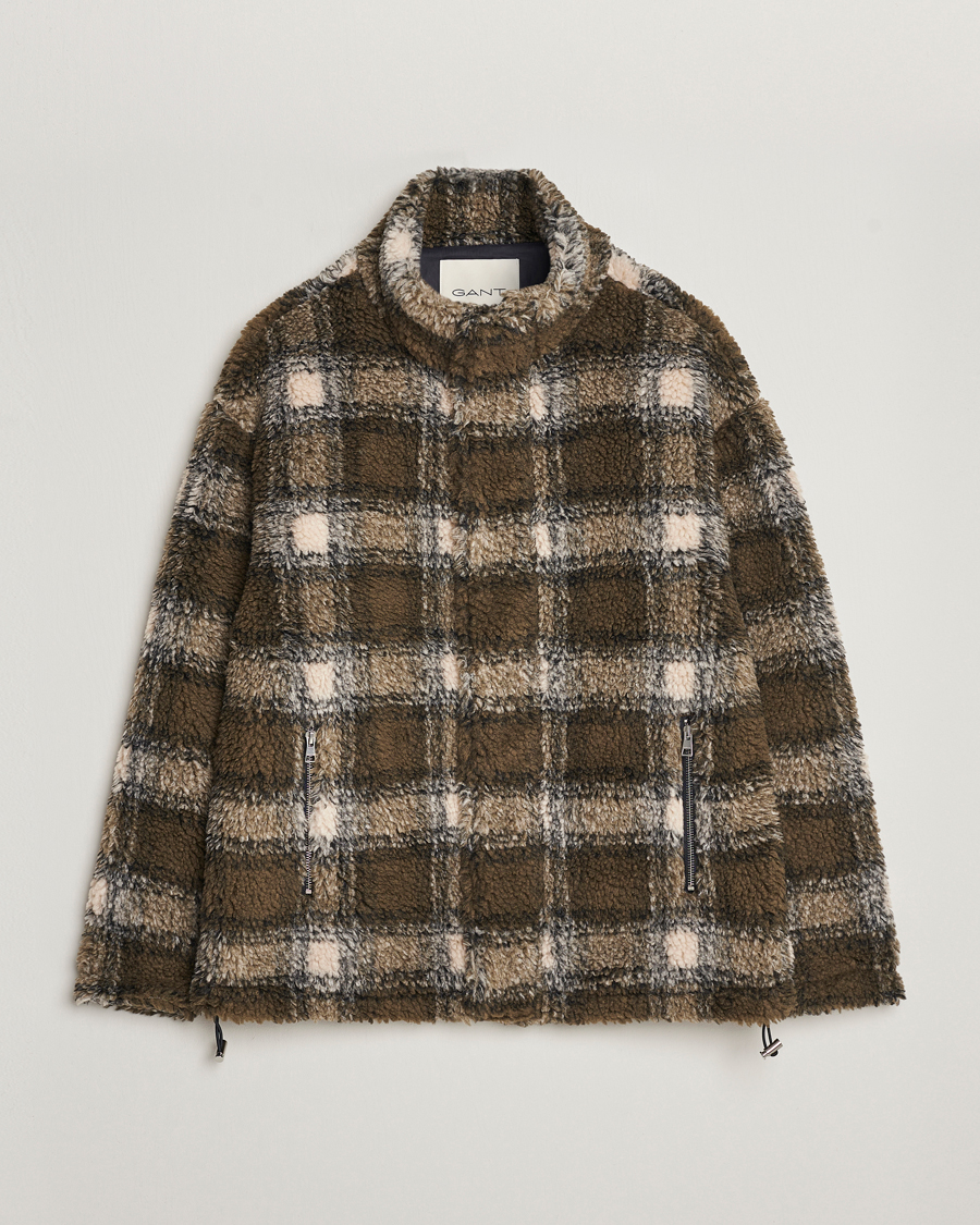 Herre | Gensere | GANT | Checked Shepra Fleece Full Zip Multi