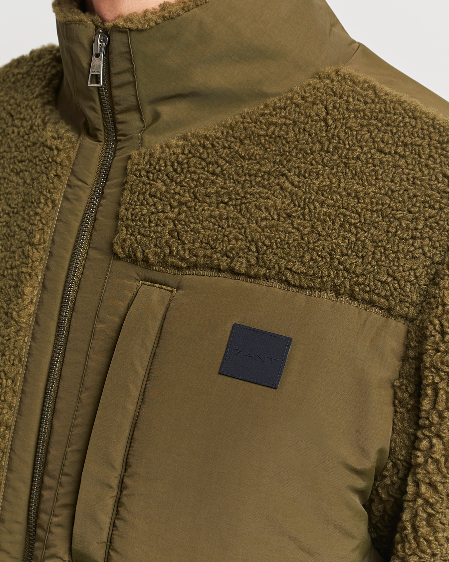 Herre | Gensere | GANT | Sherpa Fleece Full Zip Dark Cactus