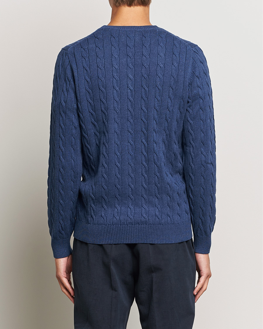 Herre | Gensere | GANT | Cotton Cable Crew Neck Pullover Marine Melange