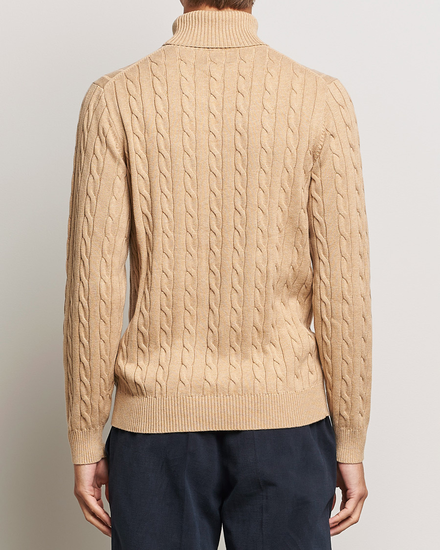 Herre | Gensere | GANT | Cotton Cable Turtleneck Khaki Melange