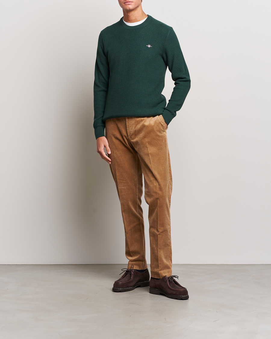 Herre | Gensere | GANT | Cotton Micro Textured Crew Neck Tartan Green